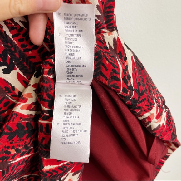 FOSSIL red feather pattern shift dress size medium - Picture 9 of 11